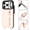 Image de Casemania Hoesje Geschikt voor Apple iPhone 17 Pro - Beige - Luxe Back Cover met Koord en Rits - Wallet Case met Pasjeshouder - Lanyard Telefoonhoes - Cord Case