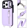 Image de Casemania Hoesje Geschikt voor Apple iPhone 17 Pro - Paars - Luxe Back Cover met Koord en Rits - Wallet Case met Pasjeshouder - Lanyard Telefoonhoes - Cord Case