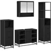 Image de vidaXL - Badkamermeubel - Set - met - lade - 4 - pcs - Zwart - Eiken - Bewerkt - hout