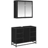 Image de vidaXL - Badkamermeubel - Set - met - lade - 2 - pcs - Zwart - Eiken - Bewerkt - hout