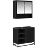 Image de vidaXL - Badkamermeubel - Set - met - lade - 2 - pcs - Zwart - Eiken - Bewerkt - hout
