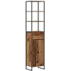 Image de vidaXL - Badkamerkast - met - lade - Oud - Hout - 40 - x - 30 - x - 180 - cm - Bewerkt - hout