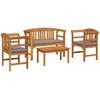 Image de vidaXL - Tuinrozen - loungeset - met - kussen - 4 - pcs - Massief - Acacia - Hout