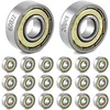 Image de TOVBMUP 608zz kogellagers - 20 stuks - metalen dubbel afgeschermde miniatuur diepe groef kogellagers - Geschikt voor skateboards, scooters, inline skates - 8 mm x 22 mm x 7 mm