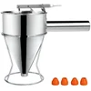 Image de GELLDG Deegdispenser - 1200 ml - Maatbeker - Roestvrij staal - Pannenkoekenbeslagdispenser - Keukenbaktrechter met meerdere boringen - Met standaard en 4 verschillende spuitmondjes - Geschikt voor deeg, sauzen