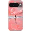 Image de Telefoonhoesje Geschikt voor Google Pixel 10 hoesje - Roze - Surfen - Zee - Siliconen Telefoonhoesje Telefoonhoesje
