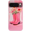 Image de Telefoonhoesje Geschikt voor Google Pixel 10 hoesje - Roze - Bloemen - Cowboy - Siliconen Telefoonhoesje Telefoonhoesje