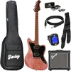 Image de Elektrische Gitaar Met Versterker - Complete Starterset - Voor Gevorderde Spelers - HH Elementen - Incl. Tas & Kabel - Red - Outlaw Series