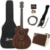 Image de Elektrische / Akoestische Gitaar Met Versterker - Complete Starterset - Voor Beginners - All-Solid Okoume - Incl. Tas & Kabel - Naturel
