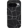 Image de Casetastic Hoesje Geschikt voor Google Pixel 10/10 Pro - Stijlvolle Beschermende Duo-layer Case - Zwart Antraciete Abstracte Vormen