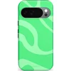 Image de Casetastic Hoesje Geschikt voor Google Pixel 10/10 Pro - Stijlvolle Beschermende Duo-layer Case - Limoen Groene Vloeiende Golven