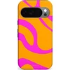 Image de Casetastic Hoesje Geschikt voor Google Pixel 10/10 Pro - Stijlvolle Beschermende Duo-layer Case - Zonnige Zebra Roze-Oranje