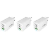 Image de 3 stuks OneOne 65W super snellader met 3 poorten. USB A en 2x USB C. Compacte GAN Quick Charge lader. PD PPS oplader adapter past op Samsung Galaxy S10, S10e, S20, S21, S22, S23, S24, S25, S26 (Edge, FE, Lite, Plus +, Ultra)