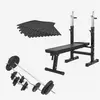 Image de Set complet d'haltères 100 kg avec banc de musculation et tapis de protection du sol Noir Gorilla Sports