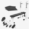 Image de Set complet d'haltères 100 kg avec banc de musculation et tapis de protection du sol Blanc Gorilla Sports
