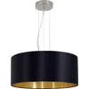 Image de EGLO Maserlo Hanglamp - 3 lichts - E27 - Ø 53 cm - Stof - Zwart, Goud