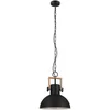 Image de EGLO Lubenham Hanglamp - Ø30 cm - E27 - Zwart/Hout