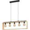 Image de EGLO Famborough - Hanglamp - E27 - 100 cm - Zwart/Hout