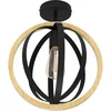 Image de EGLO Basildon Plafondlamp - E27 - Staal|Hout - Zwart|Bruin