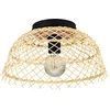 Image de EGLO Ausnby Plafondlamp - E27 - Ø 37 cm - Zwart/Hout