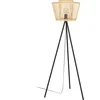 Image de EGLO Hykeham Vloerlamp - Staande lamp - E27 - 129,5 cm - Driepoot - Staal|Bamboe - Zwart|Bruin