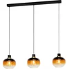 Image de EGLO Oilella Hanglamp - E27 - 95 cm - Amber glas - Zwart/Geelkoper