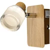 Image de LED wandlamp hout chroom lamp acryl opaal, beweegbare spot, 1x 5W 380lm 3000K, HxBxD 12x7x11,5 cm