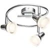 Image de Plafondlamp draaibaar Spotrondell chroom glas kristallen plafondlamp, kunststof metaal, 3x LED 4W 240Lm warm wit, DxH 25x17 cm