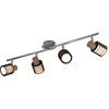 Image de Plafondspot zwenkbaar plafondlamp chroom retro glas, 4 vlammen houtaccenten, 4x E14, L 70 cm