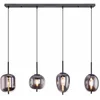 Image de Globo - hanglamp - Blacky - zwart - glas smoke glas - grote eettafellamp - E14 - 15345-4