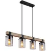 Image de Globo - hanglamp - Lila - naturel zwart - metaal - grote eettafellamp - E27 - 15555-4H