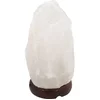 Image de Zoutlamp fitting Zoutkristallamp klein Tafellamp, donkerbruin hout, wit, 1x E14, DxH 12 x 19 cm
