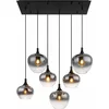 Image de Globo - hanglamp - Maxy - zwart - glas smoke glas - grote eettafellamp - E27 - 15548-6H