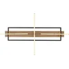 Image de LED plafondlamp houtlamp messing woonkamerlamp verstelbaar, metaal aluminium zwart MDF, 48W 2100lm 3000K warm wit, LxBxH 100x60,5x11,5 cm