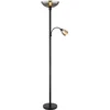 Image de Vloerlamp Plafondschijnwerper Vloerlamp Leeslamp Slaapkamerlamp Woonkamerlamp, metaal zwart glas smoke-kleurig, afzonderlijk schakelbaar Leesspot draaibaar, H 178 cm