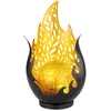Image de Tuindecoratie solarlamp voor balkondecoratie buiten zwart goud vlam optiek glazen bol, IP44 oplaadbare batterij metalen decoratieve ponsen, 1x LED, LxBxH 16,5x12,5x26,5cm