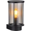 Image de Buitenwandlamp roestvrij staal zwart voordeurlamp lantaarn gevellamp terraslamp, rookglas, 1x E27, BxH 14,3 x 25,2 cm