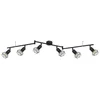 Image de Retro plafondspot Plafondlamp 6-vlam strip plafondlamp zwart, beweegbare spots, zwart metalen gaas, 6x E14 stopcontacten, LxH 120 x 22 cm
