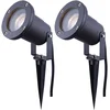 Image de 2x buitenlamp plug-in licht tuinlamp spot, grondspies IP65 weerbestendige spot verplaatsbaar, glas helder grijs, 1x GU10 fitting, DxH 9,8x32,5cm set van 2