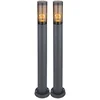 Image de Staande buitenlamp buitenverlichting voetlamp smoke antraciet tuinlamp, roestvrij staal kunststof, 1x E27, DxH 7,6x80 cm, set van 2