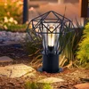 Image de Staande buitenlamp tuin zwart roestvrij staal, industriële design raster kap, 1x E27, H 31,5 cm