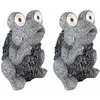 Image de Solarlamp kikker grijs solar figuur kikker buitenlamp steen look solar, oplaadbare batterij IP44, LED 2x 0,06 watt, LxBxH 17x14x21 cm, set van 2