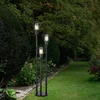 Image de Buiten vloerlamp Padlamp Retro raster Vloerlamp 3 vlammen, roestvrij staal metaal zwart, doorzichtig plastic, 3x E27, LxH 44x2x170 cm