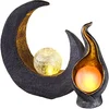 Image de Solarlamp maan bruin-zwart buitenlamp solar sculptuur solarlamp vlam goud zilver, lichtbol, LED lamp, set van 2