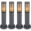Image de Padlamp meerpaallamp buitenvoet tuinlampen antraciet, balkon vloerlamp, roestvrij staal smoke-kleurig, 1x E27 fitting, DxH 7,6x45cm, set van 4