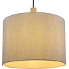 Image de LED hanglamp textiel hanglamp stoffen kap grijs woonkamer lamp, metaal hout, 7W 806Lm warm wit, DxH 40x120 cm