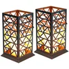 Image de Solar lantaarn brandeffect LED kaars solarlamp buitenlamp, metaal roestgroen, LxBxH 14x14x37 cm, set van 2