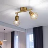 Image de Plafondlamp zwenkbaar retro spotje 2 spots woonkamerlamp raster goud, metaal, 2x E14 stopcontacten, LxBxH 22x8x19 cm