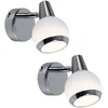 Image de Wandlamp Wandlamp Slaapkamerlamp LED glas chroom Wandspot, opaal, 1x LED 3W 300Lm 3000K, BxH 8x11,5 cm, set van 2