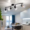 Image de Plafondspot Spot strip zwart Plafondlamp 4 vlammen woonkamer, draaibare spots, metaalglas, 4x E14, LxH 70 x 18 cm